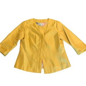 COLDWATER Creek Yellow Gold Silk Jacket Blazer 6